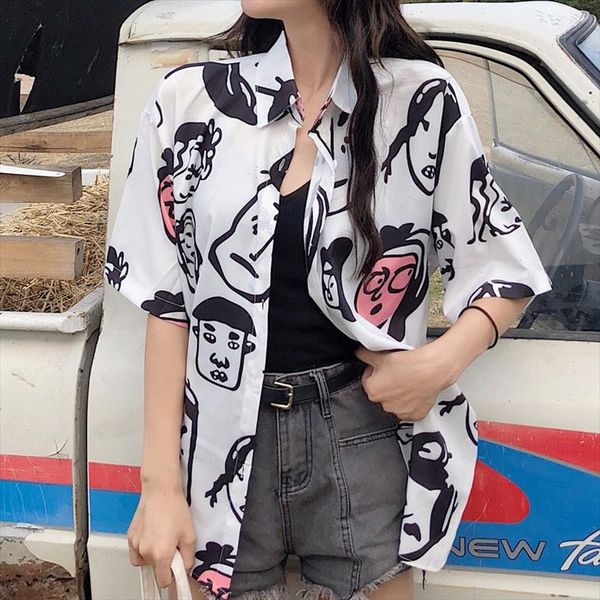 cute button up turn down collar blouses cartoon print blouse shirt women summer 2021 fashion casual short sleeve blusas, White
cute button up turn down collar blouses cartoon print blouse shirt women summer 2021 fashion casual short sleeve blusas, White