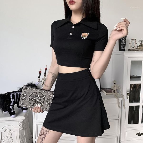 korean clothes 2 piece set women black gothic crop t-shirt preppy mini skirt high waist outfit cute cartoon emboridery1, White
korean clothes 2 piece set women black gothic crop t-shirt preppy mini skirt high waist outfit cute cartoon emboridery1, White