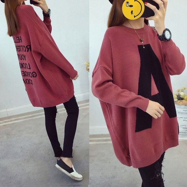 and pregnant women's clothing suit fashion autumn mid length loose winter sweater coat, White
and pregnant women's clothing suit fashion autumn mid length loose winter sweater coat, White