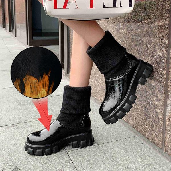 plus size 34-46 fashion knitting socks stretch ankle boots woman soft turned-over snow shoes women plush platform thick botas, Black
plus size 34-46 fashion knitting socks stretch ankle boots woman soft turned-over snow shoes women plush platform thick botas, Black