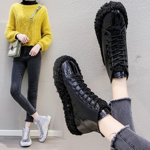 female boots 2019 warm fur plush insole women winter boots square heels flock ankle women shoes lace-up winter shoes woman1, Black
female boots 2019 warm fur plush insole women winter boots square heels flock ankle women shoes lace-up winter shoes woman1, Black