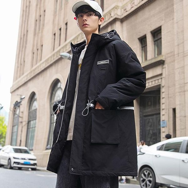 men's trench coats 2021 winter mid-length cotton jacket hooded loose reflective outerwear, Tan;black
men's trench coats 2021 winter mid-length cotton jacket hooded loose reflective outerwear, Tan;black