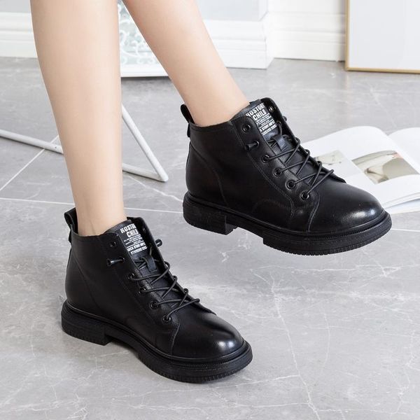 2021 new woman boots genuine leather thick bottom elegant autumn fashion shoes female british wind with motorcycl winter, Black
2021 new woman boots genuine leather thick bottom elegant autumn fashion shoes female british wind with motorcycl winter, Black