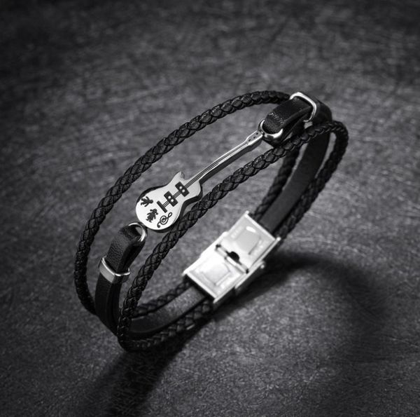 fashion trend classic unique stainless steel guitar bracelet men logo leather men's sports casual bracelet, Golden;silver
fashion trend classic unique stainless steel guitar bracelet men logo leather men's sports casual bracelet, Golden;silver