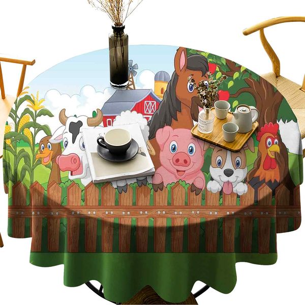 waterproof/oil proof /stain resistant round table cover cute farm animals on the fence comic mascots with dog cow horse for kids decor
waterproof/oil proof /stain resistant round table cover cute farm animals on the fence comic mascots with dog cow horse for kids decor