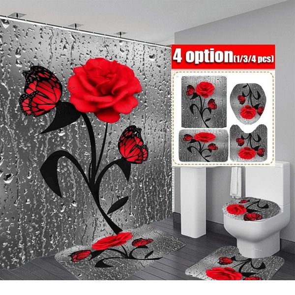 red rose&butterfly bathroom non-slip mat set durable waterproof shower curtain set pedestal rug lid toilet cover bath wmtvso
red rose&butterfly bathroom non-slip mat set durable waterproof shower curtain set pedestal rug lid toilet cover bath wmtvso