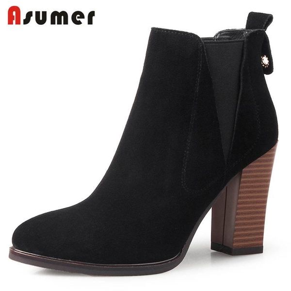 asumer size 34-41 2020 new fashion sewing cow suede leather pointed toe ankle boots women thick high heels spring autumn boots, Black
asumer size 34-41 2020 new fashion sewing cow suede leather pointed toe ankle boots women thick high heels spring autumn boots, Black