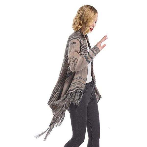 long cardigan coat sleeve sweater womens new designer knitting winter striped tassel with button, White;black
long cardigan coat sleeve sweater womens new designer knitting winter striped tassel with button, White;black