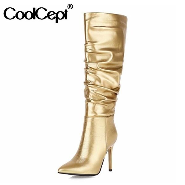 coolcept 34-43 women knee boots pointed toe thin high heel slip on shoes winter warm boots women fashion party footwear, Black
coolcept 34-43 women knee boots pointed toe thin high heel slip on shoes winter warm boots women fashion party footwear, Black