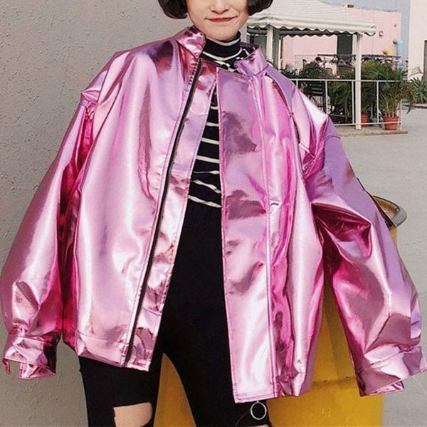 women's jackets spring women metal bomber jacket loose pink silver hip hop punk coat streetwear outwear chaqueta mujer plus 4x 6q2454, Black;brown
women's jackets spring women metal bomber jacket loose pink silver hip hop punk coat streetwear outwear chaqueta mujer plus 4x 6q2454, Black;brown