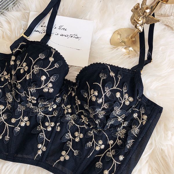 honviey embroidered lingerie set girl's thin bralette set with underwear crop soft rim push up outside wear intimate c1212, Black;white
honviey embroidered lingerie set girl's thin bralette set with underwear crop soft rim push up outside wear intimate c1212, Black;white