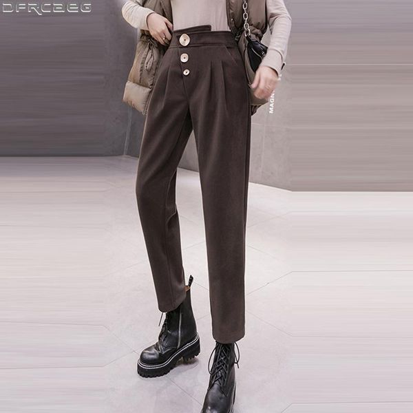 women's pants & capris high waist black brown woman vintage slim winter warm woolen harem women casual thin legs korean button trousers, Black;white
women's pants & capris high waist black brown woman vintage slim winter warm woolen harem women casual thin legs korean button trousers, Black;white