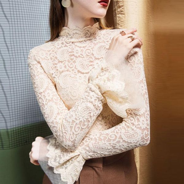 blouse women autumn winter lace bottoming shirt women's clothes flared sleeves shirt long sleeve blusas ropa de mujer, White
blouse women autumn winter lace bottoming shirt women's clothes flared sleeves shirt long sleeve blusas ropa de mujer, White