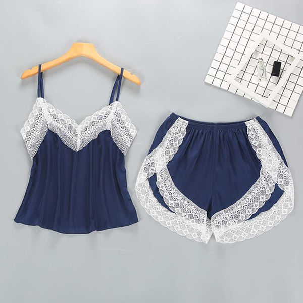 2 pieces pyjamas women lace lingerie solid soft nightwear suit fashion pleated sleepwear set strap loose shorts, Black;white
2 pieces pyjamas women lace lingerie solid soft nightwear suit fashion pleated sleepwear set strap loose shorts, Black;white