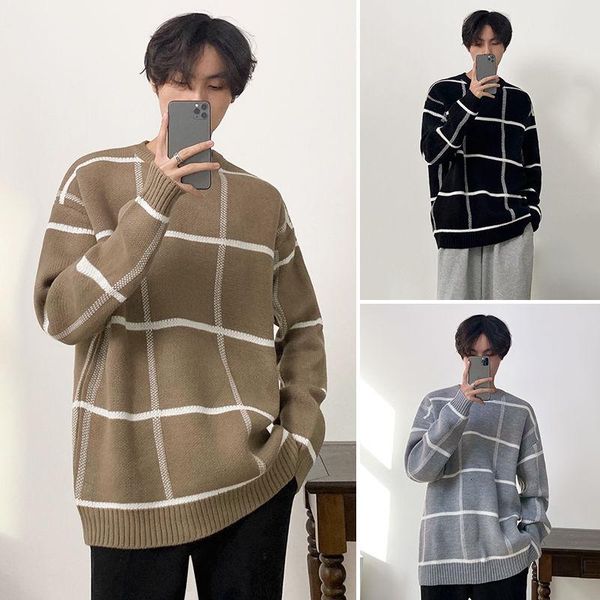 men's sweaters 2021 autumn and winter youth loose korean personality striped simple sweater fashion casual round neck pullover, White;black
men's sweaters 2021 autumn and winter youth loose korean personality striped simple sweater fashion casual round neck pullover, White;black