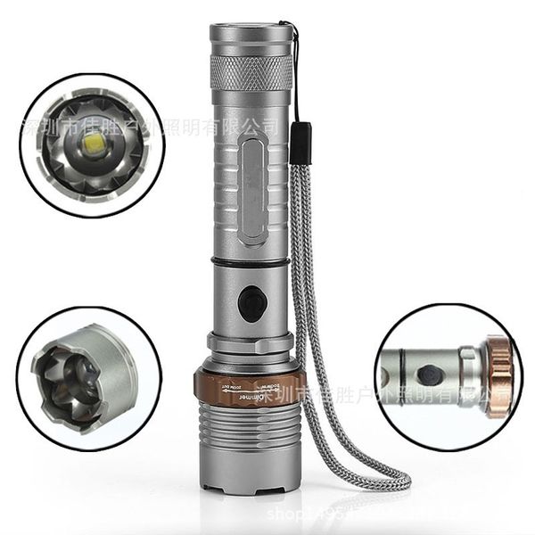 Adjustable Flashlight Rechargeable Bright Light Waterproof Focusing Woman Man Electric Torch Safety Outdoors Sports 14 5js K2