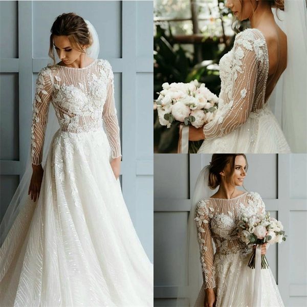 real image a line wedding dresses long sleeves beads sequins appliqued lace bridal gowns backless sweep train robes de mariée, White
real image a line wedding dresses long sleeves beads sequins appliqued lace bridal gowns backless sweep train robes de mariée, White