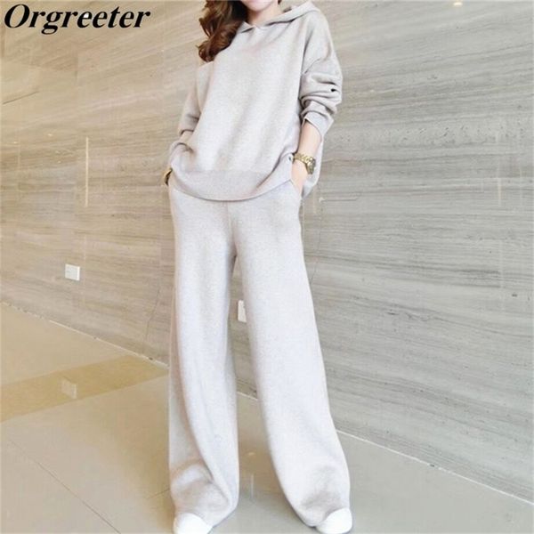 wide leg pants cashmere sweater suit female winter loose hooded knitted pullover and casual tracksuit women knit y201128, White
wide leg pants cashmere sweater suit female winter loose hooded knitted pullover and casual tracksuit women knit y201128, White