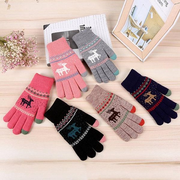 women' cute elk deer snowflake knitted gloves full finger winter gloves touch screen mittens female christmas gift, Blue;gray
women' cute elk deer snowflake knitted gloves full finger winter gloves touch screen mittens female christmas gift, Blue;gray