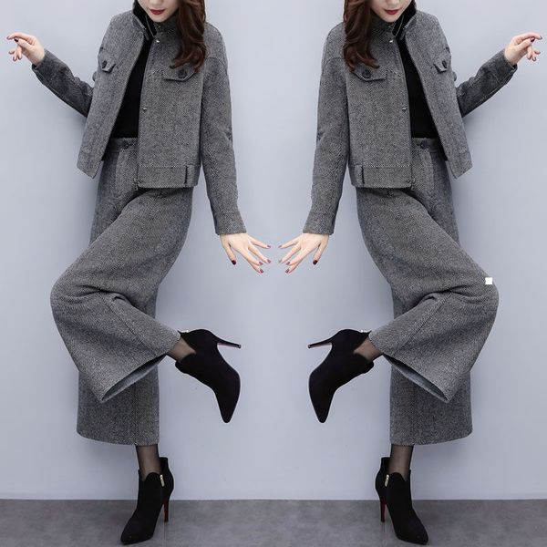 new 2021 autumn wool two pieces women's clothing short coat and long pants elegant suits y477 vo73 16tr, Gray
new 2021 autumn wool two pieces women's clothing short coat and long pants elegant suits y477 vo73 16tr, Gray