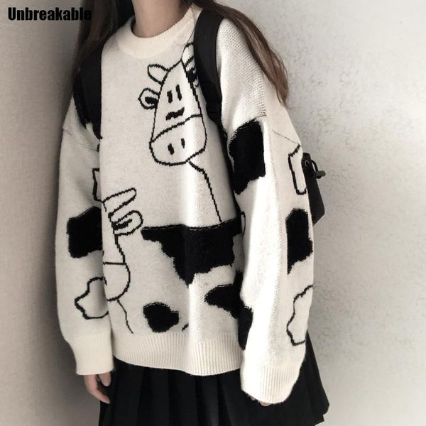 women's sweaters vintage casual loose lazy cow sweater female korean harajuku japanese kawaii cute clothing for women 2021, White;black
women's sweaters vintage casual loose lazy cow sweater female korean harajuku japanese kawaii cute clothing for women 2021, White;black