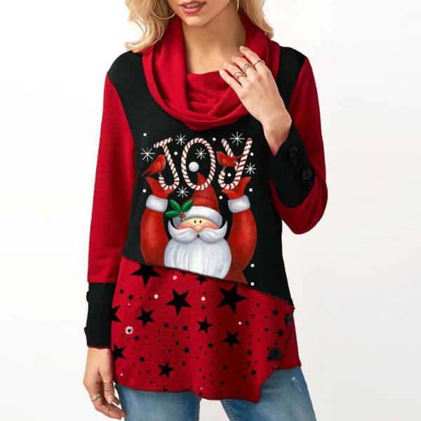 women's t-shirt long sleeve santa claus dress women snowflake print irregular female fashion christmas, White
women's t-shirt long sleeve santa claus dress women snowflake print irregular female fashion christmas, White