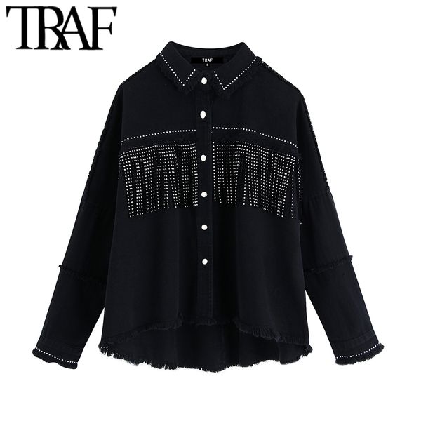 traf women stylish tassel beaded oversized denim jaet coat vintage fashion long sleeve frayed trim outerwear chic loose, Black
traf women stylish tassel beaded oversized denim jaet coat vintage fashion long sleeve frayed trim outerwear chic loose, Black