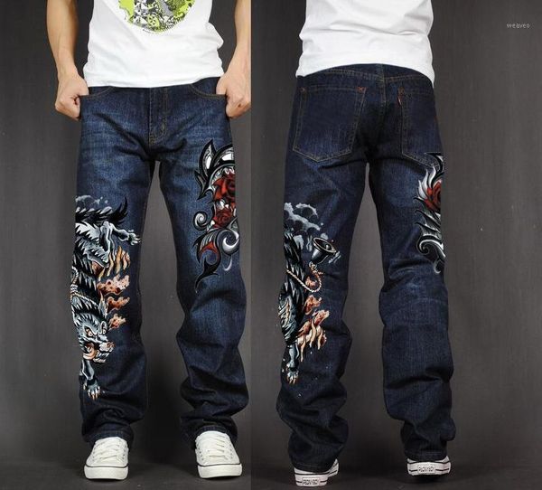 men's long pants baggy loose fit jeans rap hip hop skate denim print trousers straight stretch casual trousers rose dragon1, Blue
men's long pants baggy loose fit jeans rap hip hop skate denim print trousers straight stretch casual trousers rose dragon1, Blue