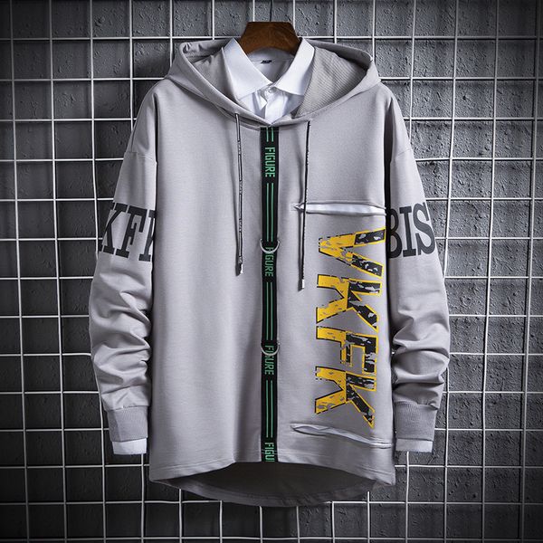 fall 2020 new style hooded loose long sleeve trend casual men's coat student sweater cover, Gray
fall 2020 new style hooded loose long sleeve trend casual men's coat student sweater cover, Gray
