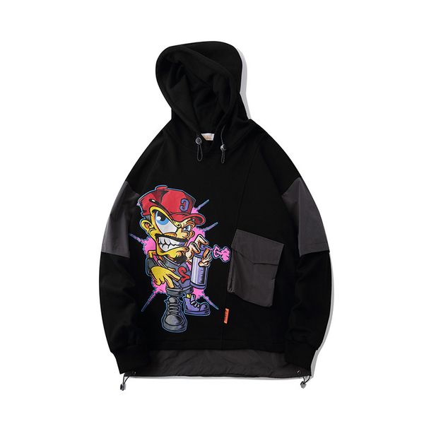and new european american hip-hop hoodie graffiti seams man sweatpants student jacket couple 97xu, Black
and new european american hip-hop hoodie graffiti seams man sweatpants student jacket couple 97xu, Black