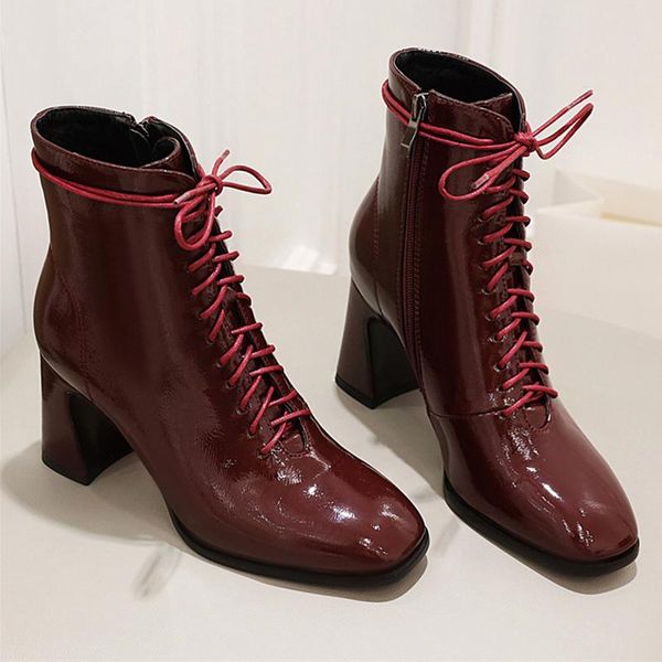 boots 2021 plus size winter luxury women .5cm block high heels ankle lady square toe gladiator boot lace up patent leather, Black
boots 2021 plus size winter luxury women .5cm block high heels ankle lady square toe gladiator boot lace up patent leather, Black