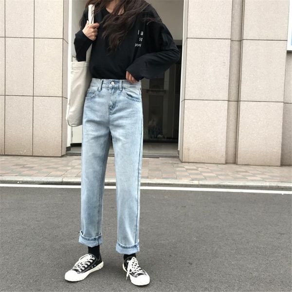 high-waisted light-colored straight pants hong kong flavor retro cropped jeans loose women korean version1, Blue
high-waisted light-colored straight pants hong kong flavor retro cropped jeans loose women korean version1, Blue