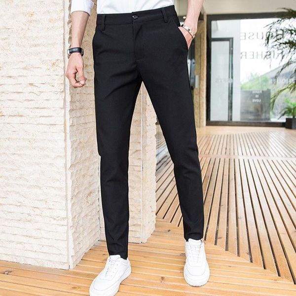 men's pants 2021 fashion spring autumn men slim fit cotton solid casual stretch trousers male long straight business suit pant w13, Black
men's pants 2021 fashion spring autumn men slim fit cotton solid casual stretch trousers male long straight business suit pant w13, Black