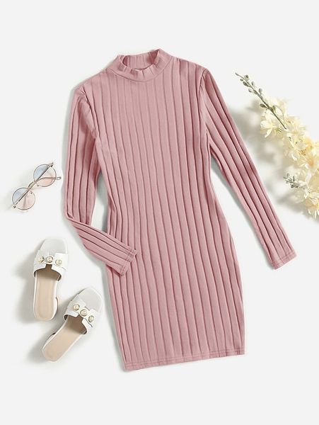 girls mock neck ribbed knit dress she, Red;yellow 
girls mock neck ribbed knit dress she, Red;yellow