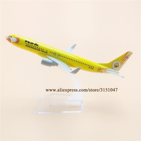 16cm Air Thailand Thai Yellow Nok Boeing 737 B737 Airlines Plane Model Alloy Metal Diecast Model Airplane Aircraft Airways Gift Y200428