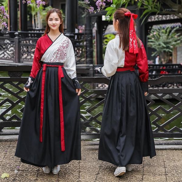 chinese ancient traditional dance clothing hanfu for women streetwear asymmetric stitching embroidery fashion folk skirt set1, Black;red
chinese ancient traditional dance clothing hanfu for women streetwear asymmetric stitching embroidery fashion folk skirt set1, Black;red