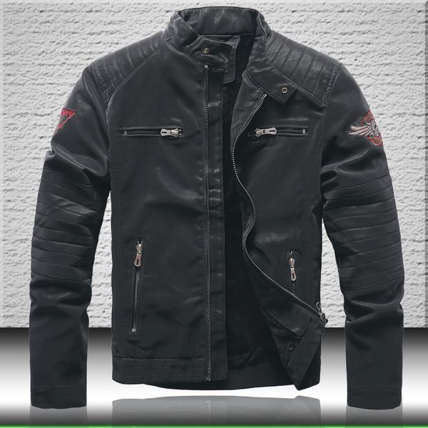 jackets men's 2020 biker embroidered winter thick casual leather black bomber jacket 2826
jackets men's 2020 biker embroidered winter thick casual leather black bomber jacket 2826