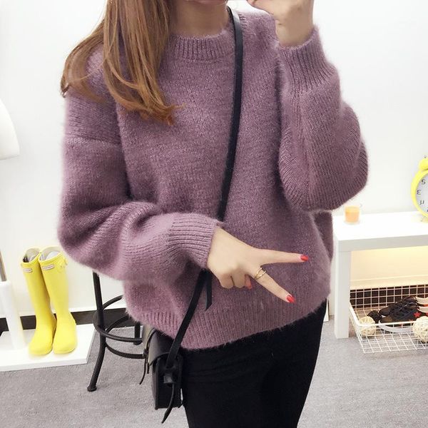 new arrival thick winter knitted women sweater mohair solid color loose pullover1, White;black
new arrival thick winter knitted women sweater mohair solid color loose pullover1, White;black