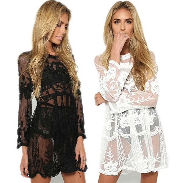 women's swimwear 2021 women lace beach cover up floral embroidery crochet bikini robe cardigan bathing suit sheer dress female, White;black
women's swimwear 2021 women lace beach cover up floral embroidery crochet bikini robe cardigan bathing suit sheer dress female, White;black