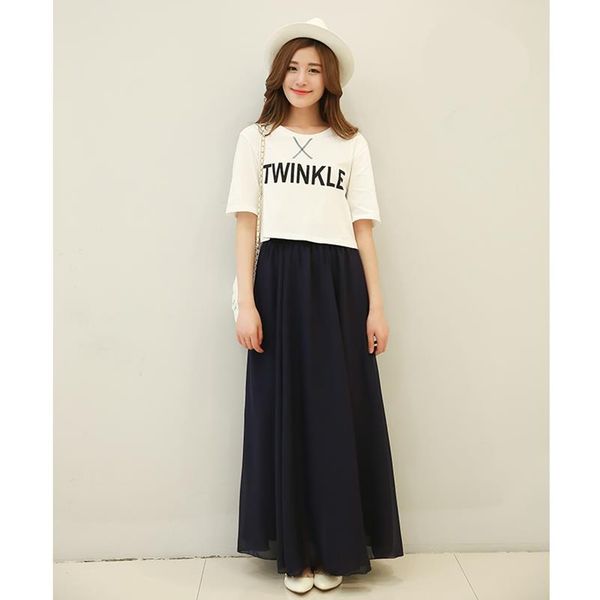 chiffon cool skirt womens elastic waist ladies long solid color elegant skirt spring and summer autumn pleated falda sk71, Black
chiffon cool skirt womens elastic waist ladies long solid color elegant skirt spring and summer autumn pleated falda sk71, Black