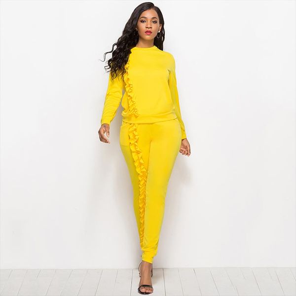 2021 autumn new solid two piece sets women long sleeve round neck trousers ruffles tracksuit set 2 piece sets ladies suits, Gray
2021 autumn new solid two piece sets women long sleeve round neck trousers ruffles tracksuit set 2 piece sets ladies suits, Gray