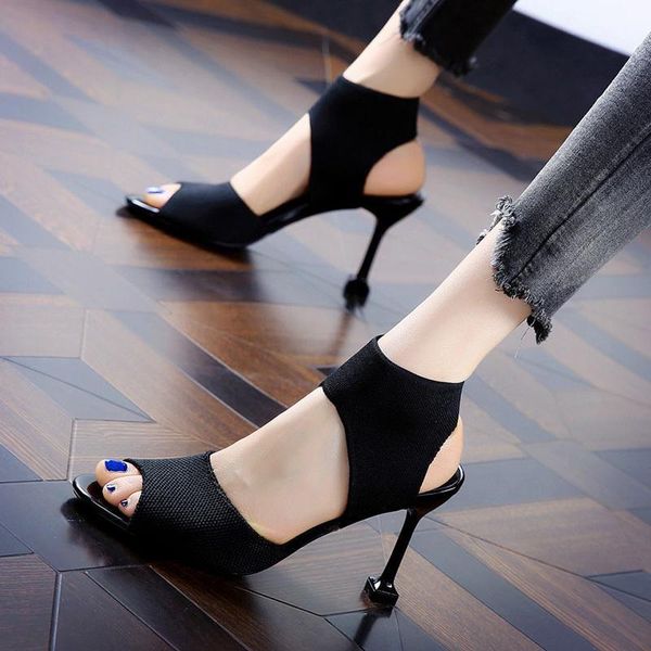 europe and america 2020 summer open-toed fish mouth roman sandals women's elastic knitted black banquet thin heel sandals1
europe and america 2020 summer open-toed fish mouth roman sandals women's elastic knitted black banquet thin heel sandals1