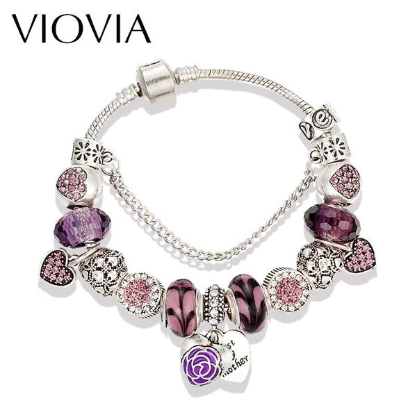 charm bracelets viovia fashion purple crystal beads & bangles antique silver color heart for women pulseras b16102, Golden;silver
charm bracelets viovia fashion purple crystal beads & bangles antique silver color heart for women pulseras b16102, Golden;silver