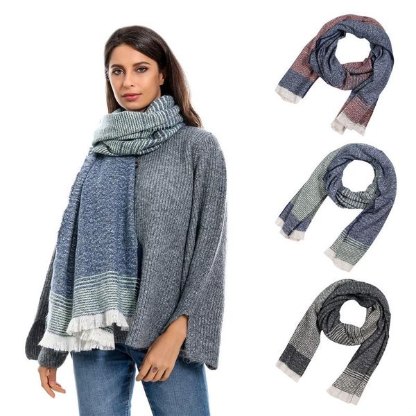 striped fringed faux cashmere warm scarf women stripe scarf shawl wrap elegant wrap head scarve long, Blue;gray
striped fringed faux cashmere warm scarf women stripe scarf shawl wrap elegant wrap head scarve long, Blue;gray