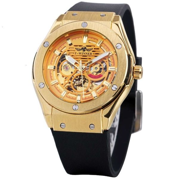 leisure fashion winner style hollow men's out large dial automatic mechanical watch, Slivery;brown
leisure fashion winner style hollow men's out large dial automatic mechanical watch, Slivery;brown