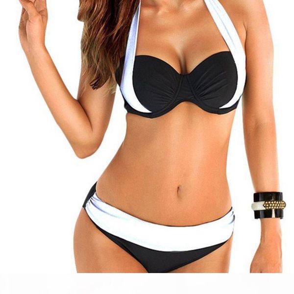 bikini women swimsuit high waist swimwear plus size bathing suit halter push up brazilian beachwear tankini, White;black
bikini women swimsuit high waist swimwear plus size bathing suit halter push up brazilian beachwear tankini, White;black