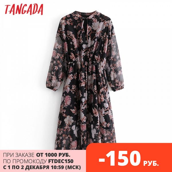 tangada 2020 autumn fashion women flowers print chiffon dress strethy waist long sleeve ladies elegant midi dress lj201203, White;black
tangada 2020 autumn fashion women flowers print chiffon dress strethy waist long sleeve ladies elegant midi dress lj201203, White;black