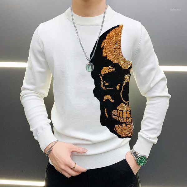 shiny skull korean sweater men winter brand rhinestone autumn knitted oversized pullover1, White;black
shiny skull korean sweater men winter brand rhinestone autumn knitted oversized pullover1, White;black