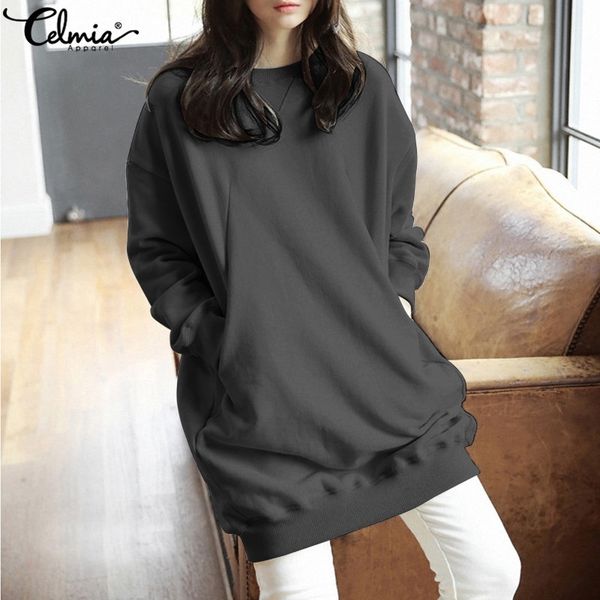 autumn hoodies sweatshirts celmia women round neck sleeve casual loose solid pullovers plus size long shirts t200407, Black
autumn hoodies sweatshirts celmia women round neck sleeve casual loose solid pullovers plus size long shirts t200407, Black