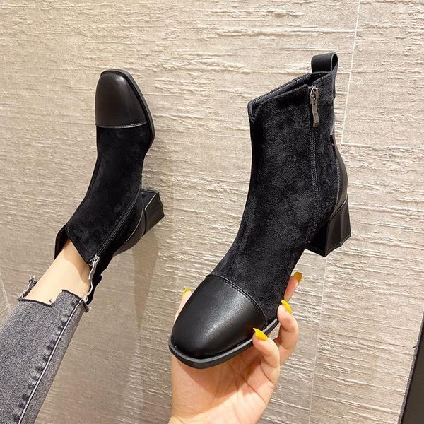 boots women's short 2021 autumn winter mid-heel stitching women shoes1, Black
boots women's short 2021 autumn winter mid-heel stitching women shoes1, Black